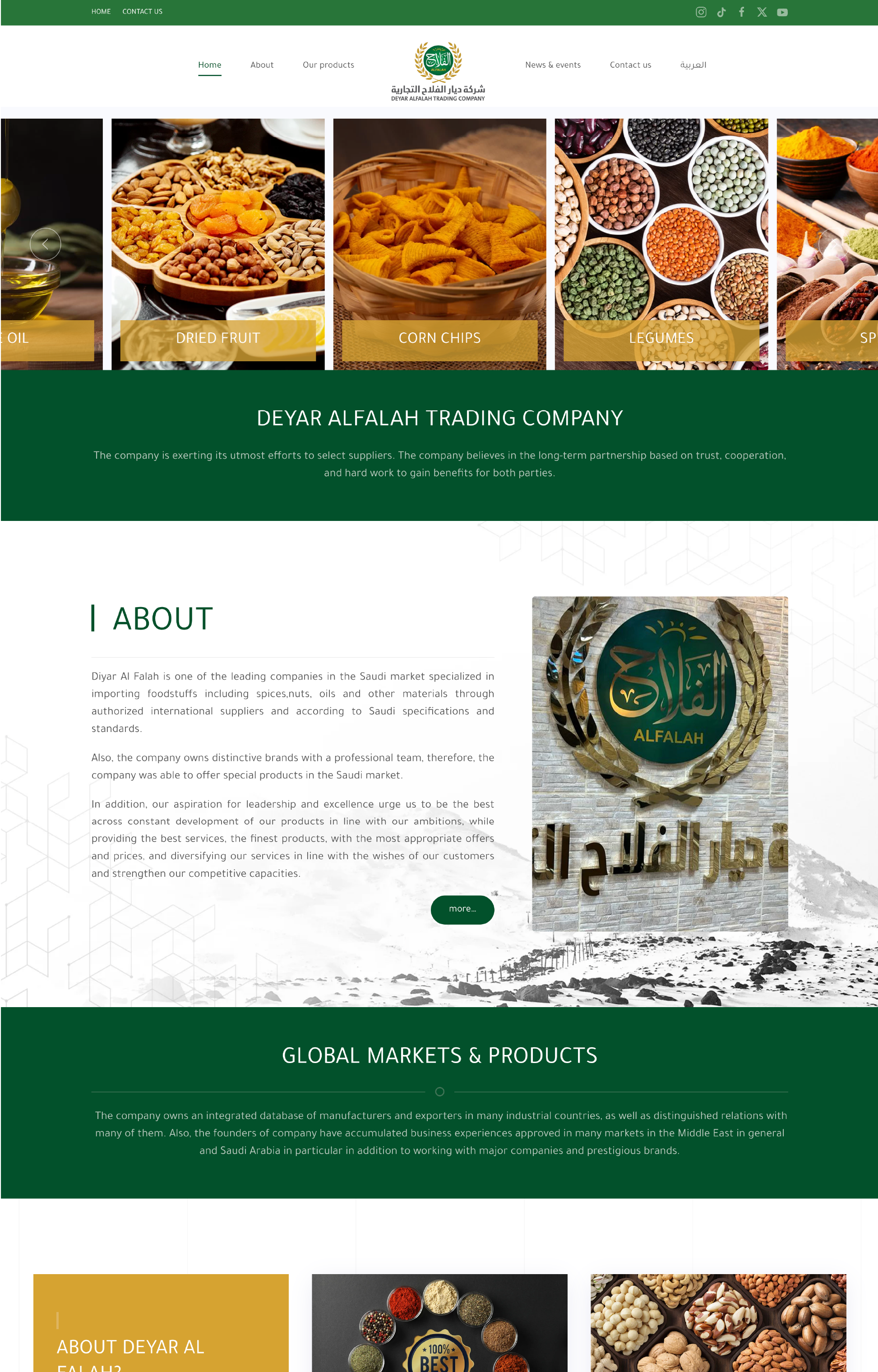 Diyar Al-Falah Company for Food Products website.