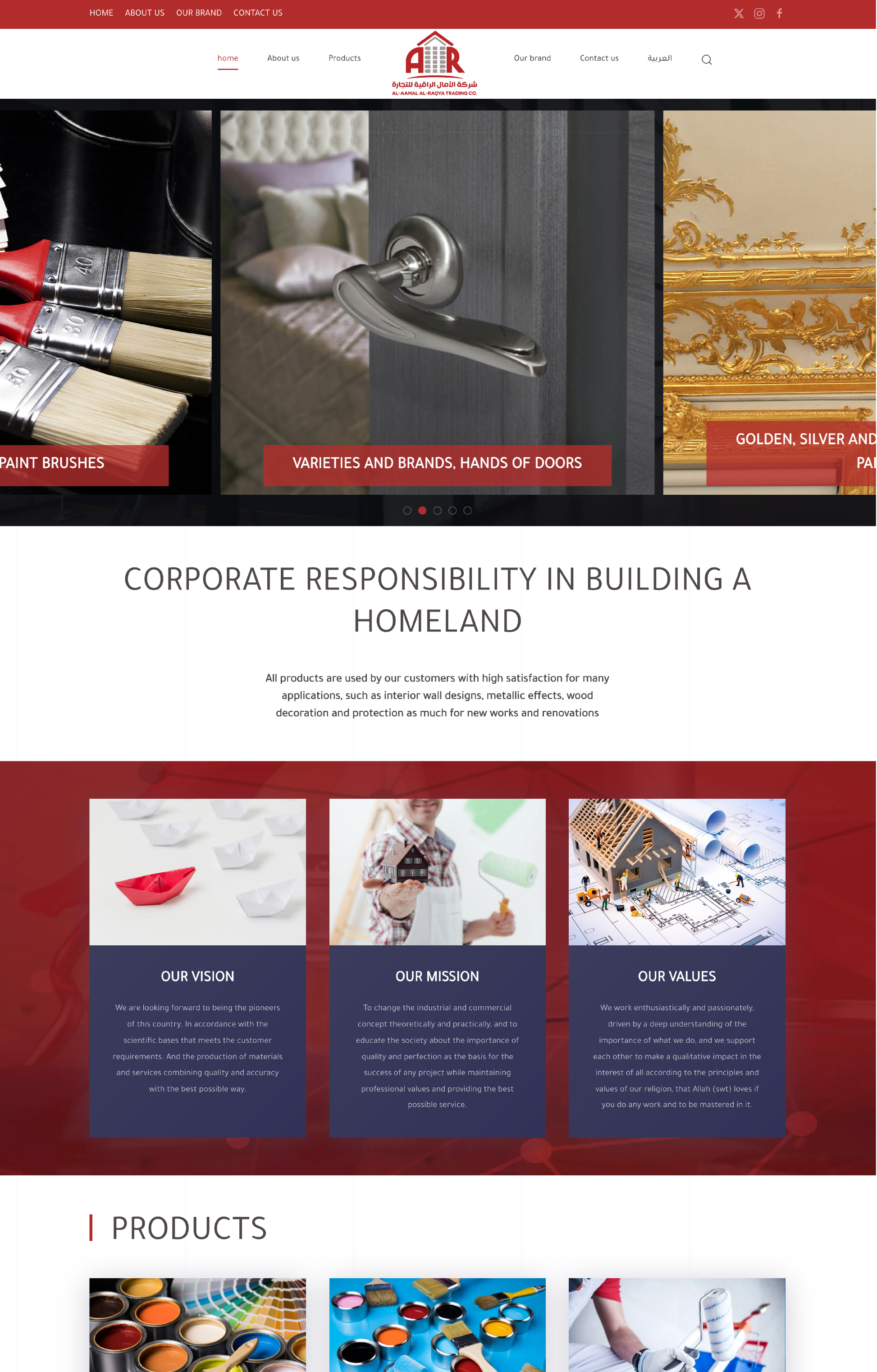 Building materials company website